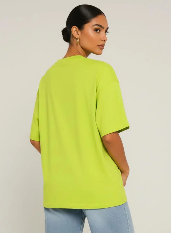 PAUSE Women Regular Fit Printed Neon T-Shirt